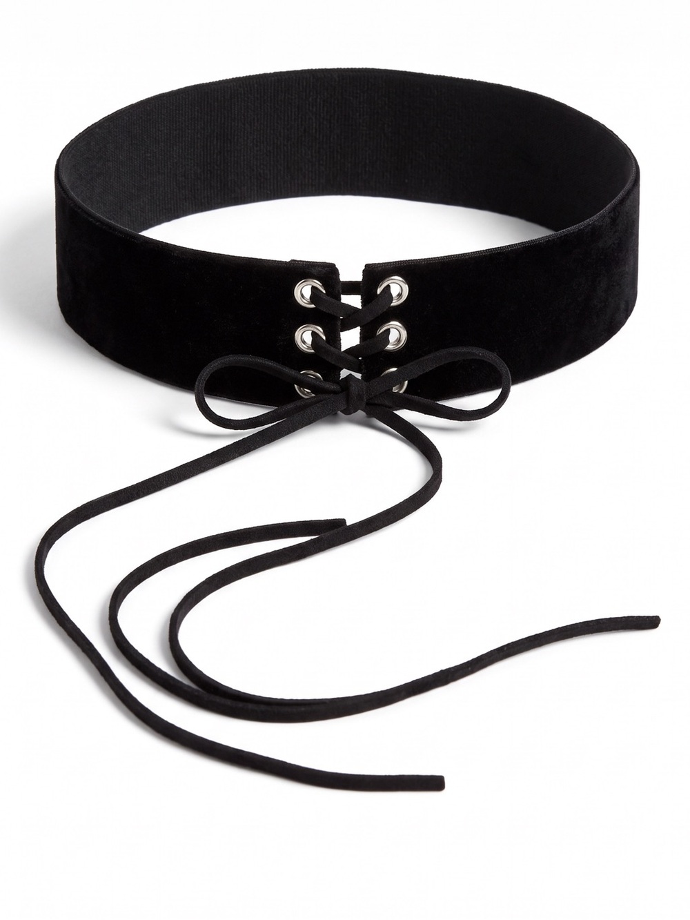 H&M Choker Necklace Black Velvet Lace Up Grommets NWT Y2K Goth Whimsigoth